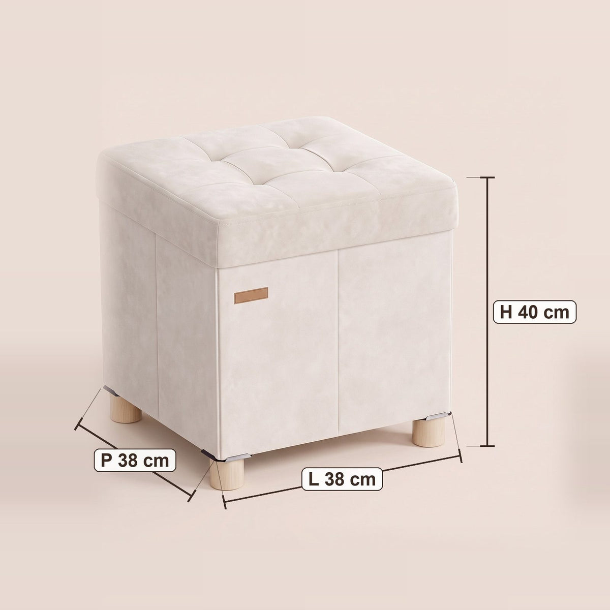 STOOLY | Pouf cube coffre velours | Nomaï – dimensions