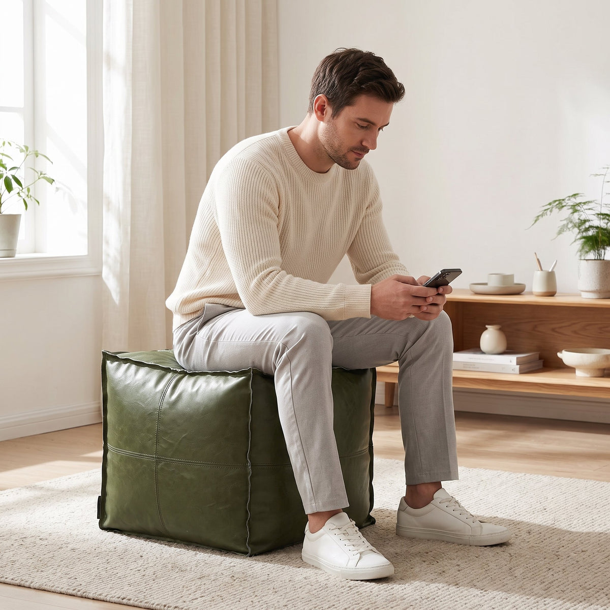 STOOLY | Pouf cube vintage | Nomaï – mise en situation 2