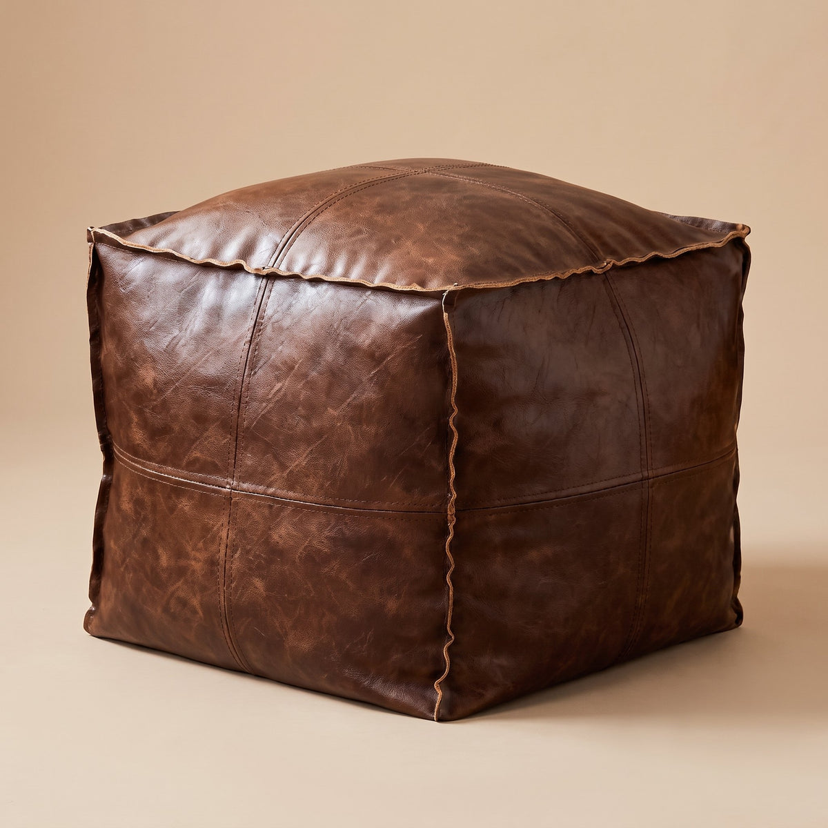 STOOLY | Pouf cube vintage | Nomaï – Marron foncé