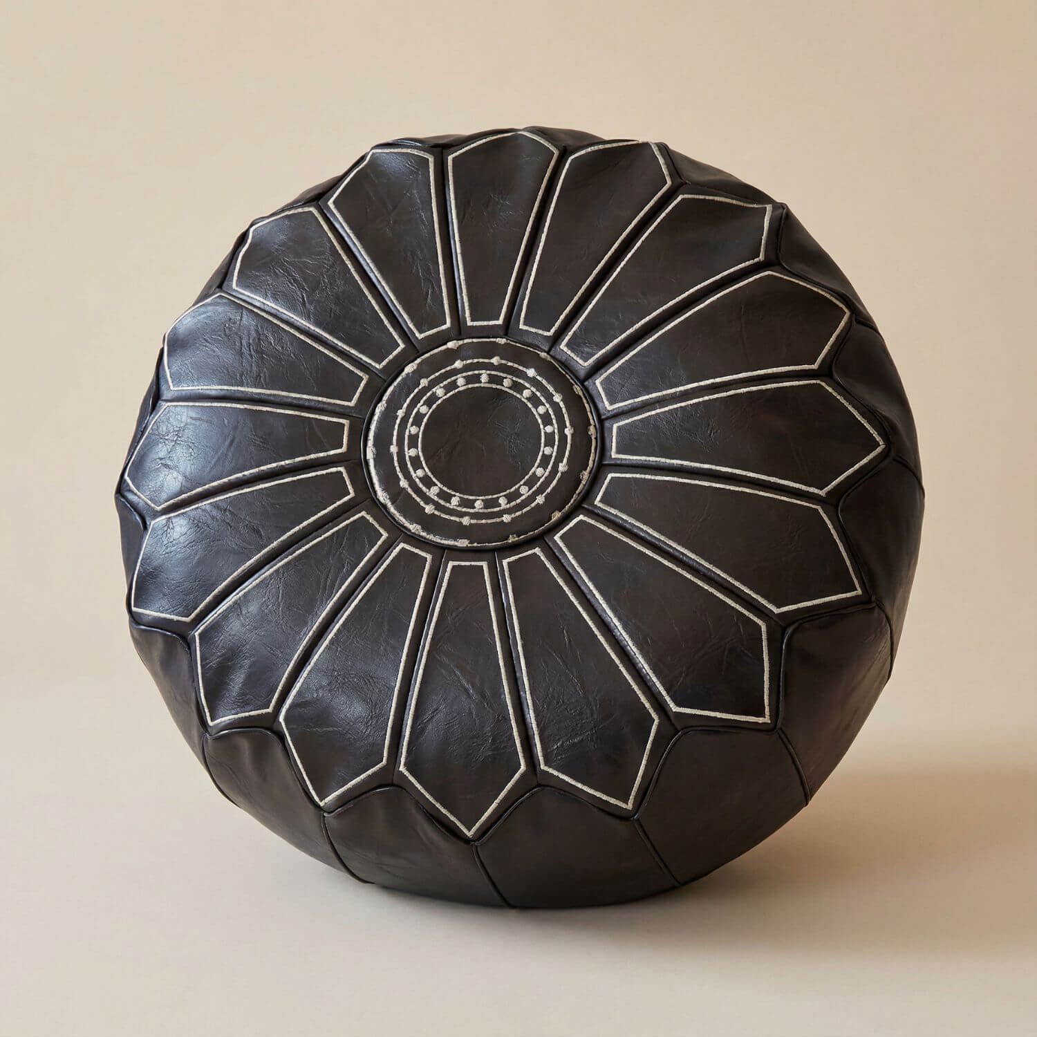 Pouf cuir marocain | Nomaï Noir