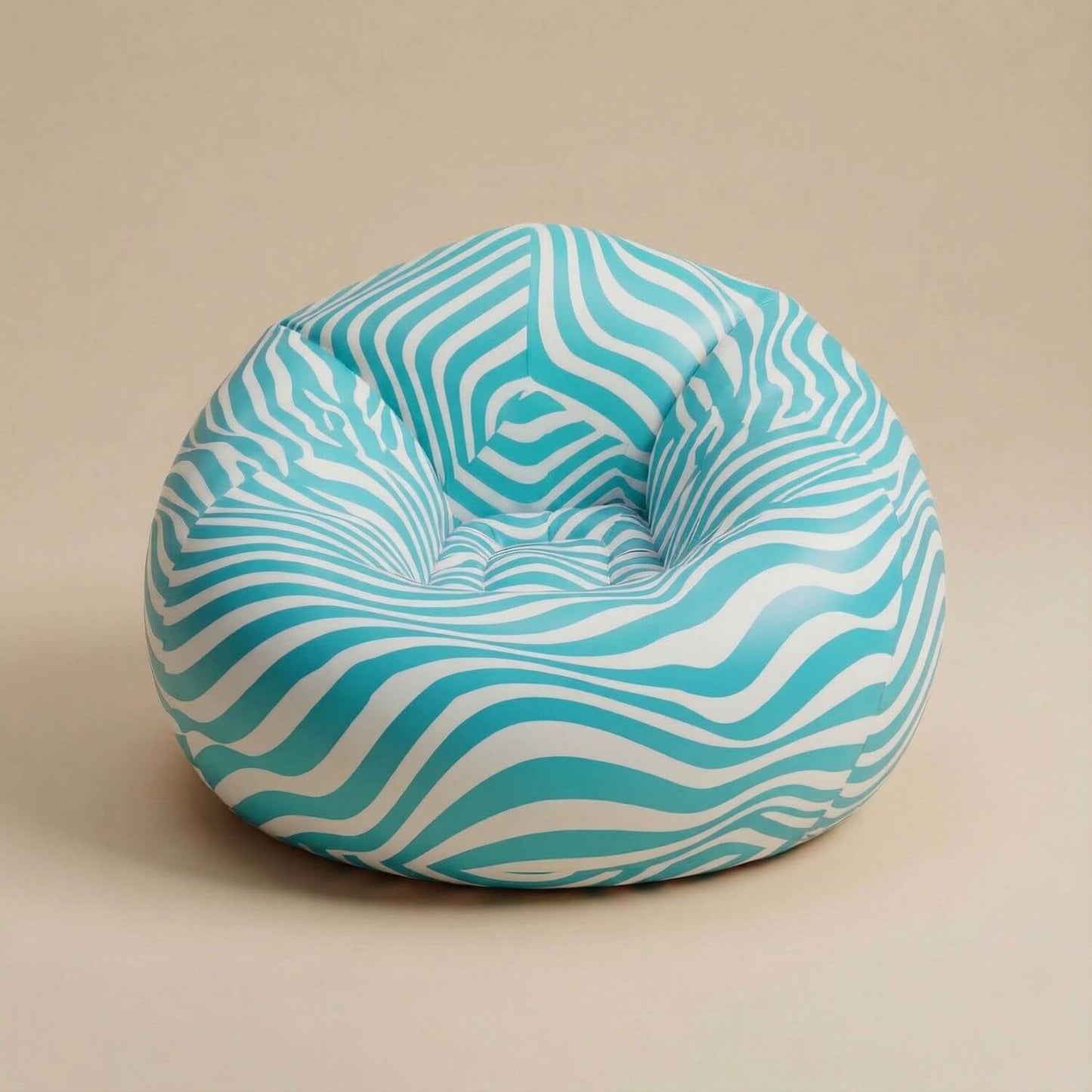 Pouf de jardin gonflable | Nomaï Bleu zébré