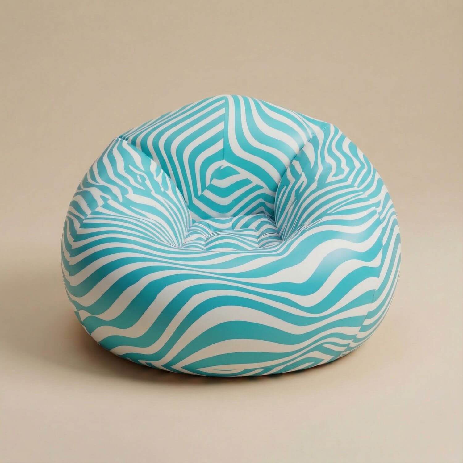 Pouf de jardin gonflable | Nomaï Bleu zébré
