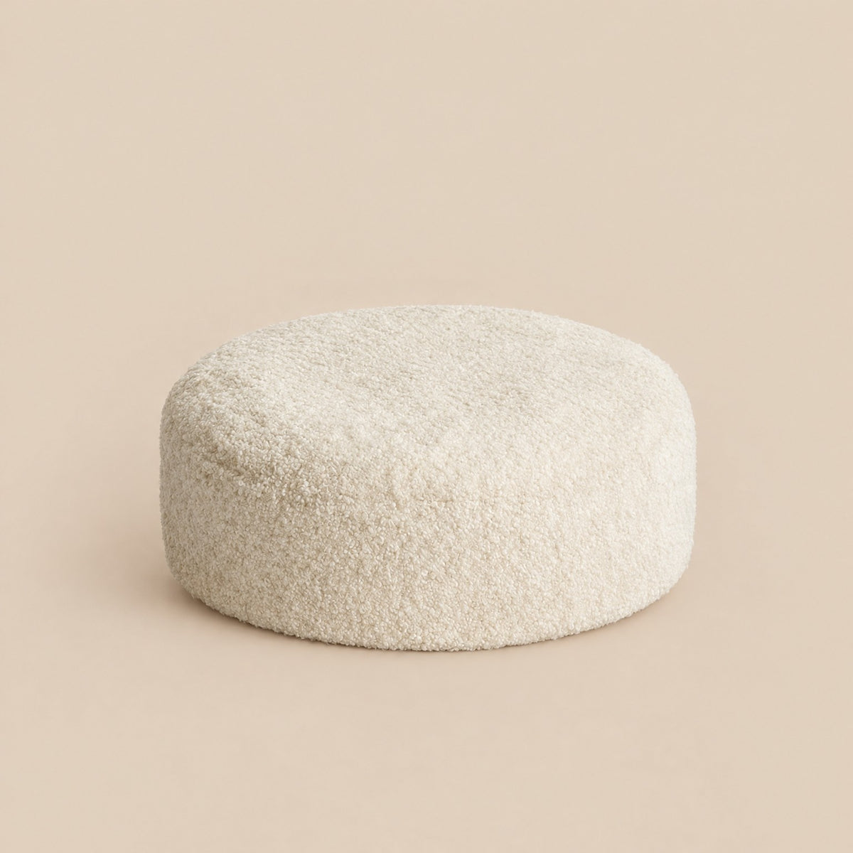 FOOTIA | Pouf de sol bouclette | Nomaï – Rond Ø 70 cm, blanc cassé