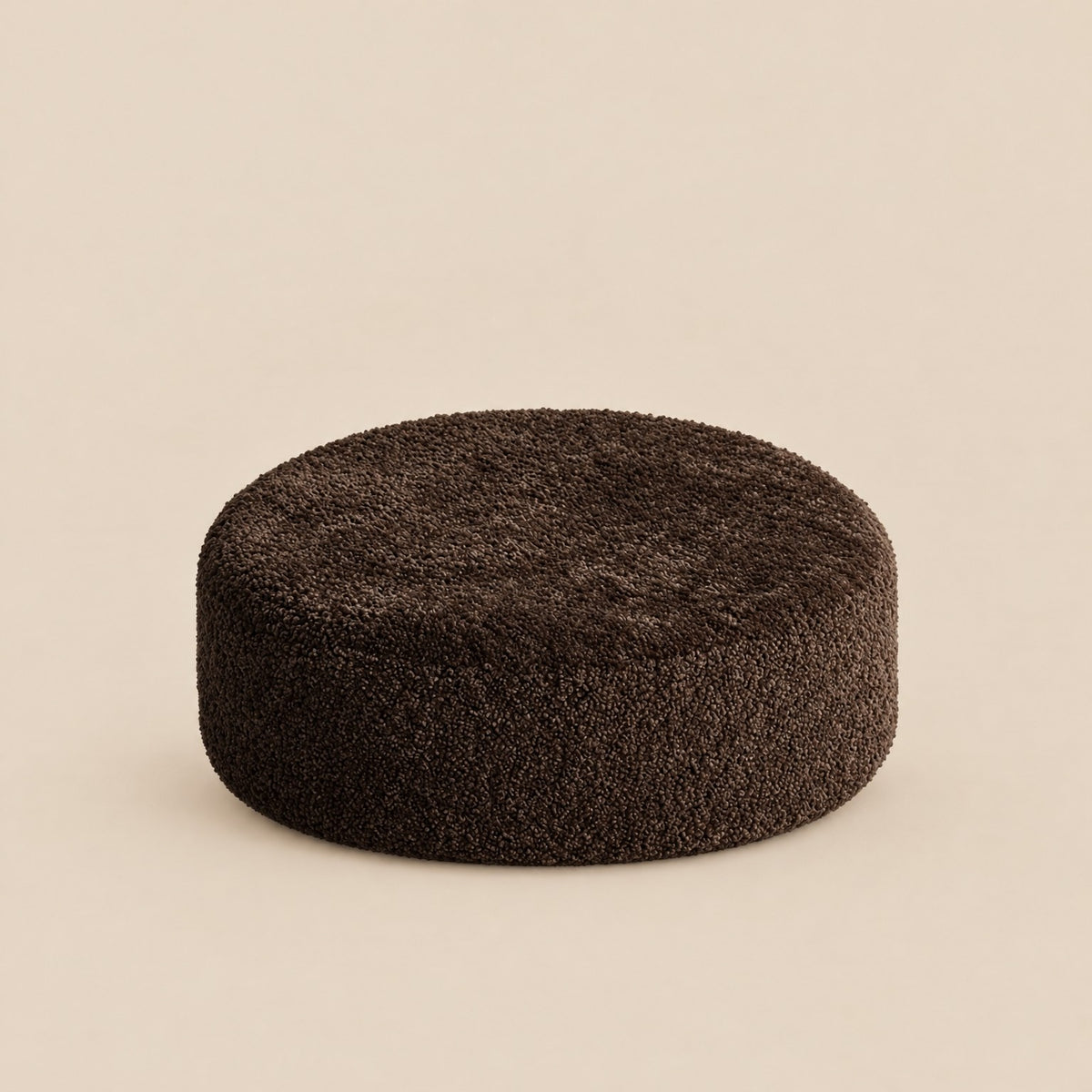 FOOTIA | Pouf de sol bouclette | Nomaï – Rond Ø 70 cm, chocolat