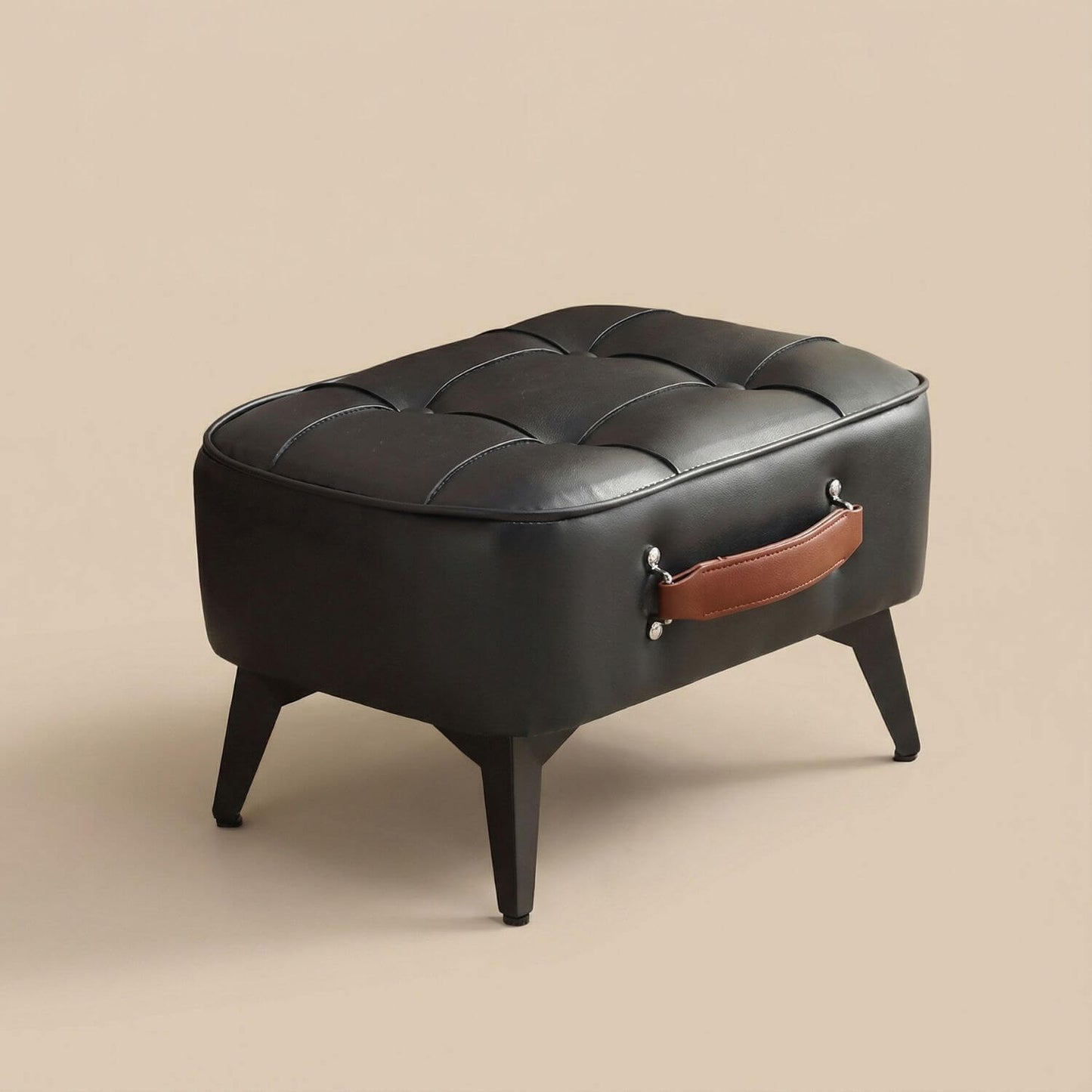 Pouf design cuir marron | Nomaï Noir