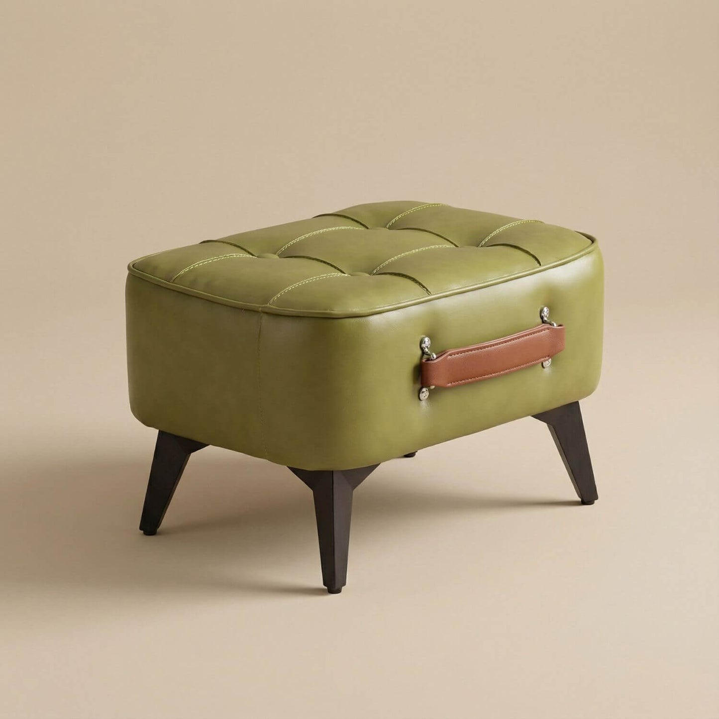 Pouf design cuir marron | Nomaï Olive