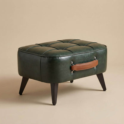 Pouf design cuir marron | Nomaï Vert foncé