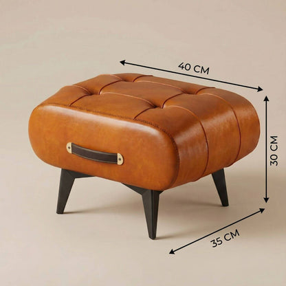 Pouf design cuir noir | Nomaï