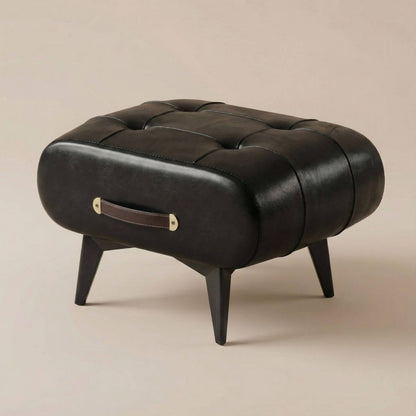 Pouf design cuir noir | Nomaï Noir