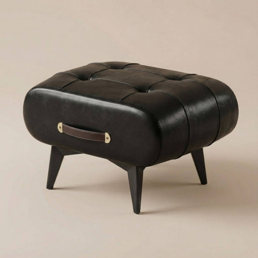 Pouf design cuir noir | Nomaï Noir
