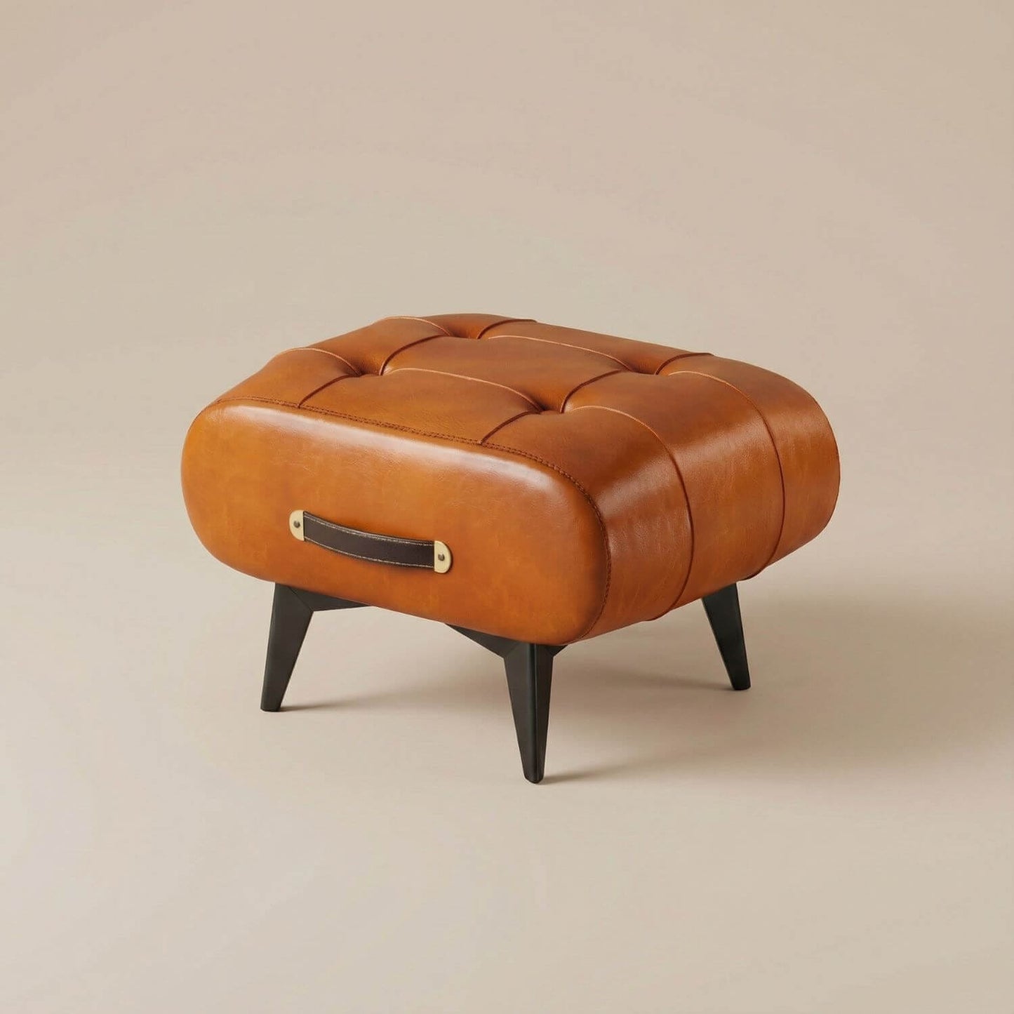 Pouf design cuir noir | Nomaï Orange