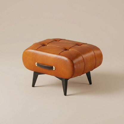 Pouf design cuir noir | Nomaï Orange