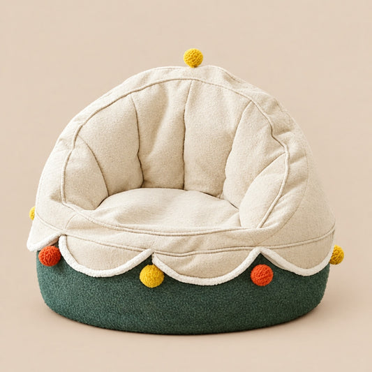 MINI | Pouf enfant cocon d'angle | Nomaï – Beige et vert