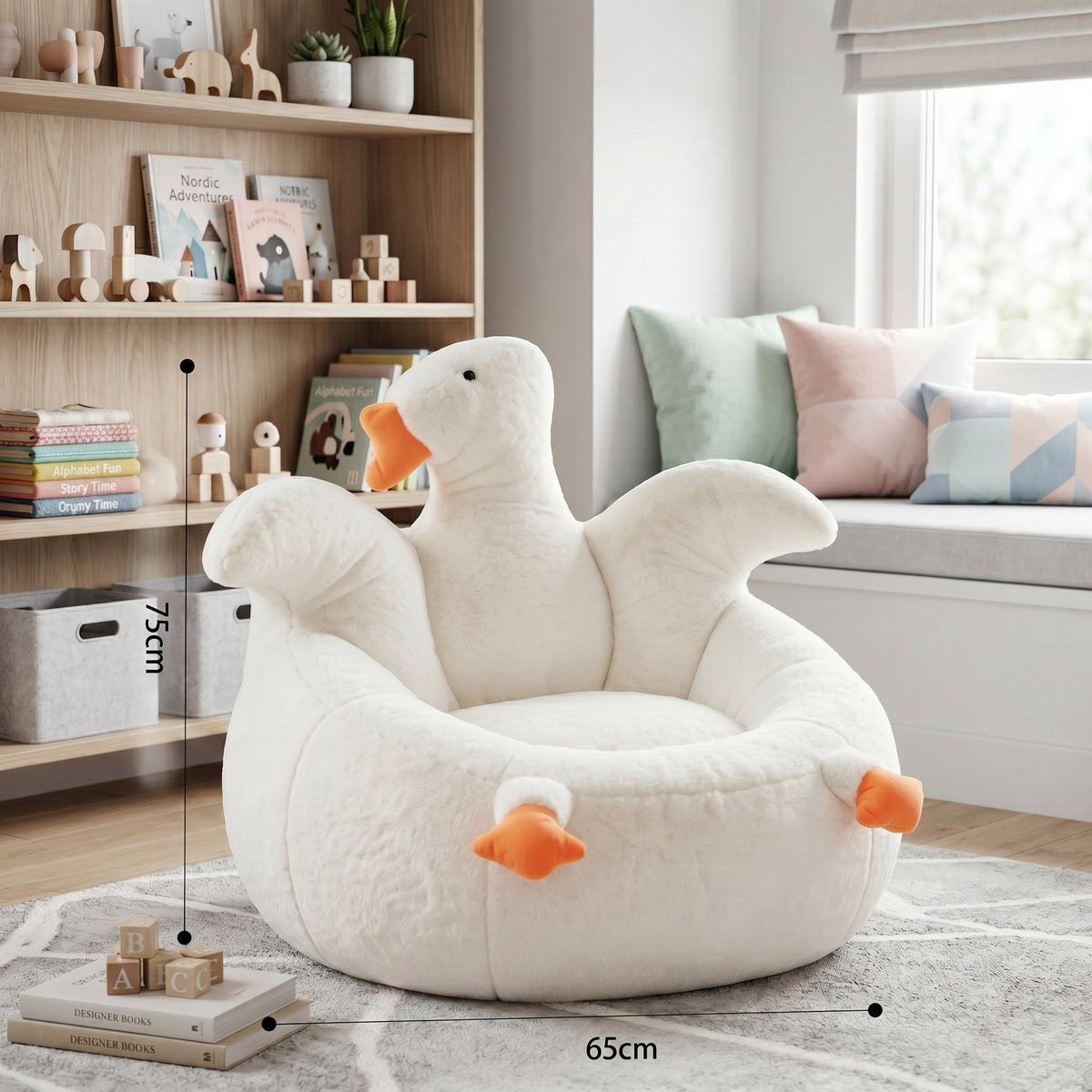 pouf-enfant-cygne-faux-fur Nomaï