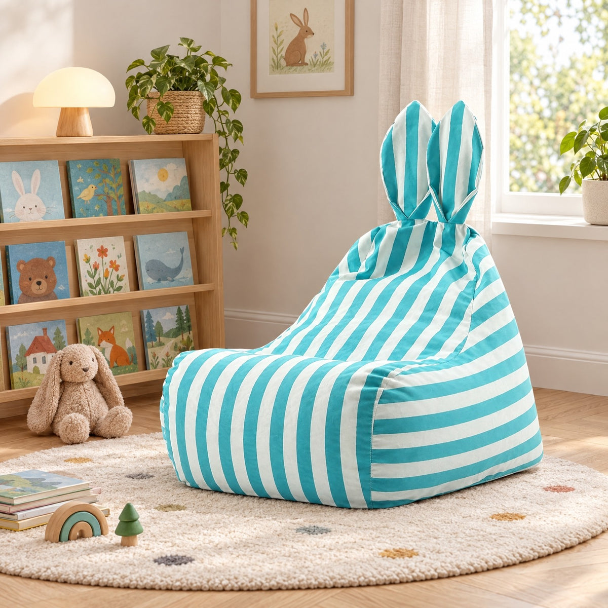 MINI | Pouf enfant lapin coton | Nomaï – ambiance 2