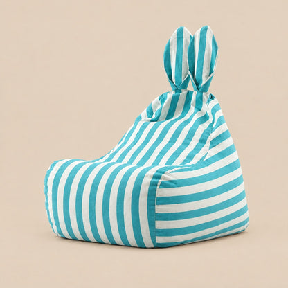 MINI | Pouf enfant lapin coton | Nomaï – Rayé bleu ciel