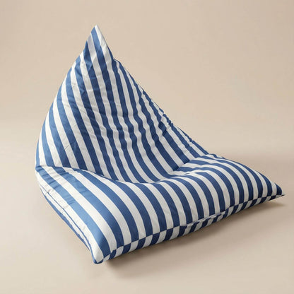 Pouf extérieur rayé | Nomaï Bleu marine
