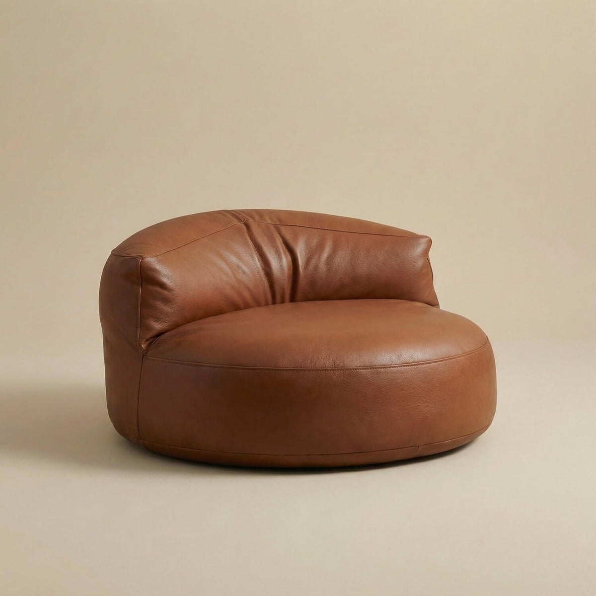 Pouf fauteuil bas arrondi | Nomaï Marron
