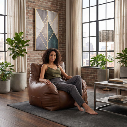 AURA | Pouf fauteuil brun souple | Nomaï – image 2