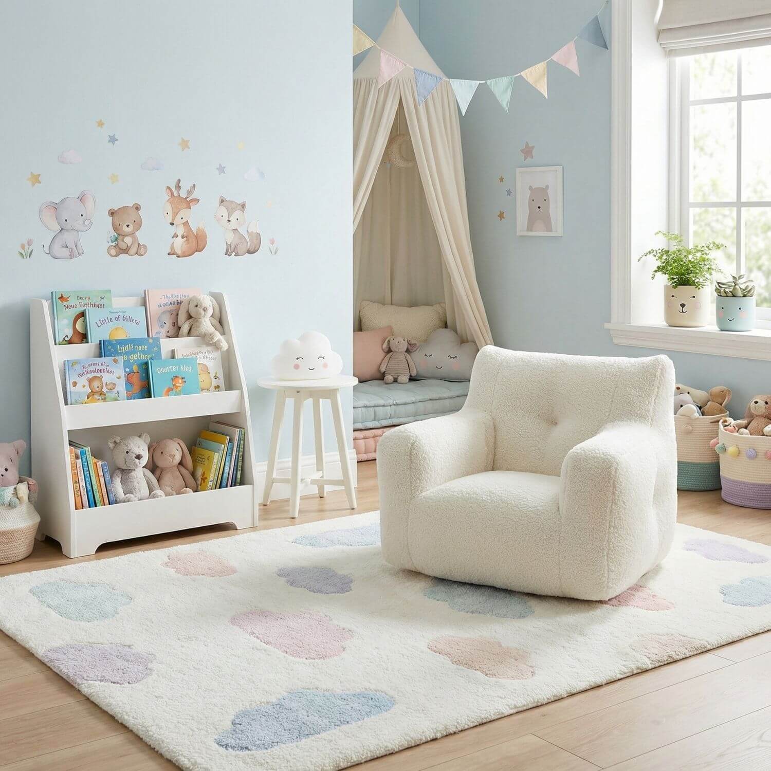 Pouf fauteuil enfant bouclette | Nomaï Blanc