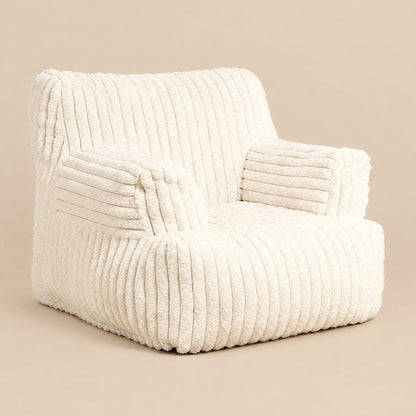 AURA | Pouf fauteuil faux fur dense et repose-pied | Nomaï – Blanc