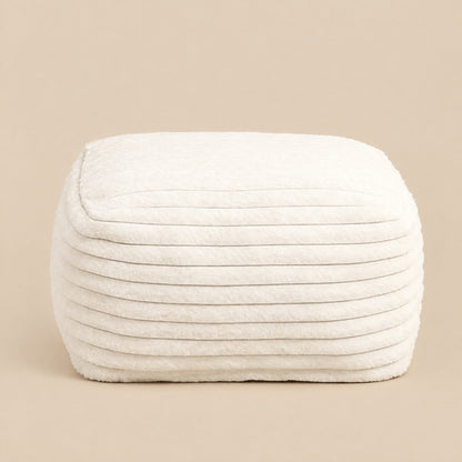 AURA | Pouf fauteuil faux fur dense et repose-pied | Nomaï – Repose-pied blanc
