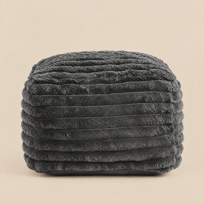 AURA | Pouf fauteuil faux fur dense et repose-pied | Nomaï – Repose-pied gris foncé