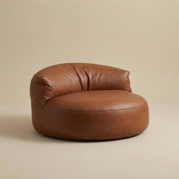 Pouf fauteuil salon similicuir | Nomaï  Marron