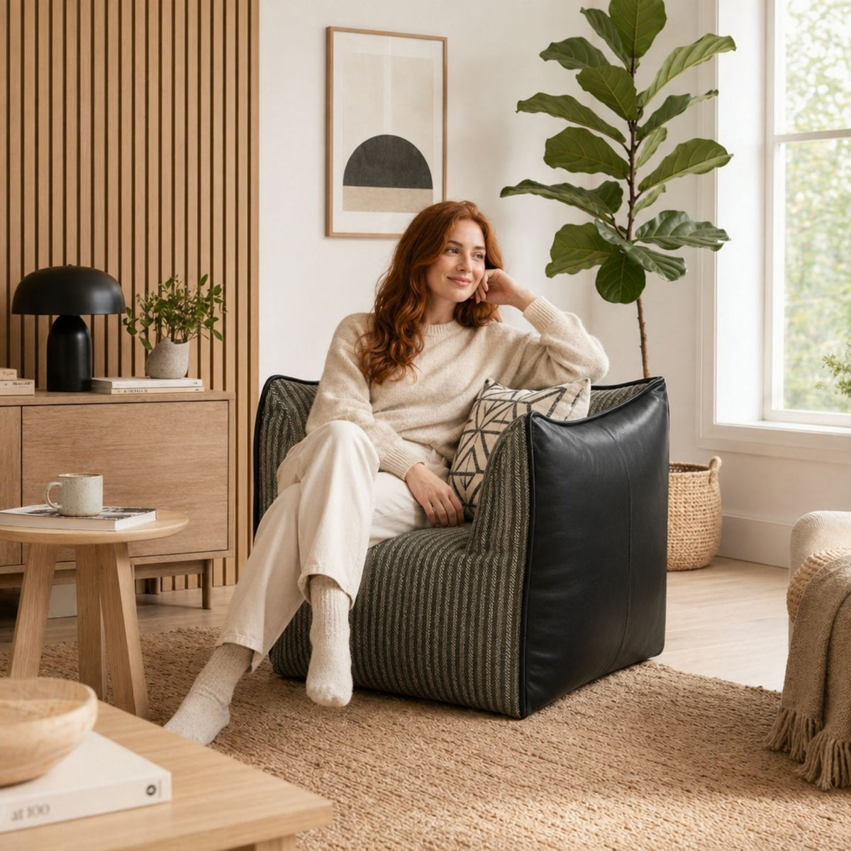 NESTA | Pouf lounge bimatière | Nomaï – image 4
