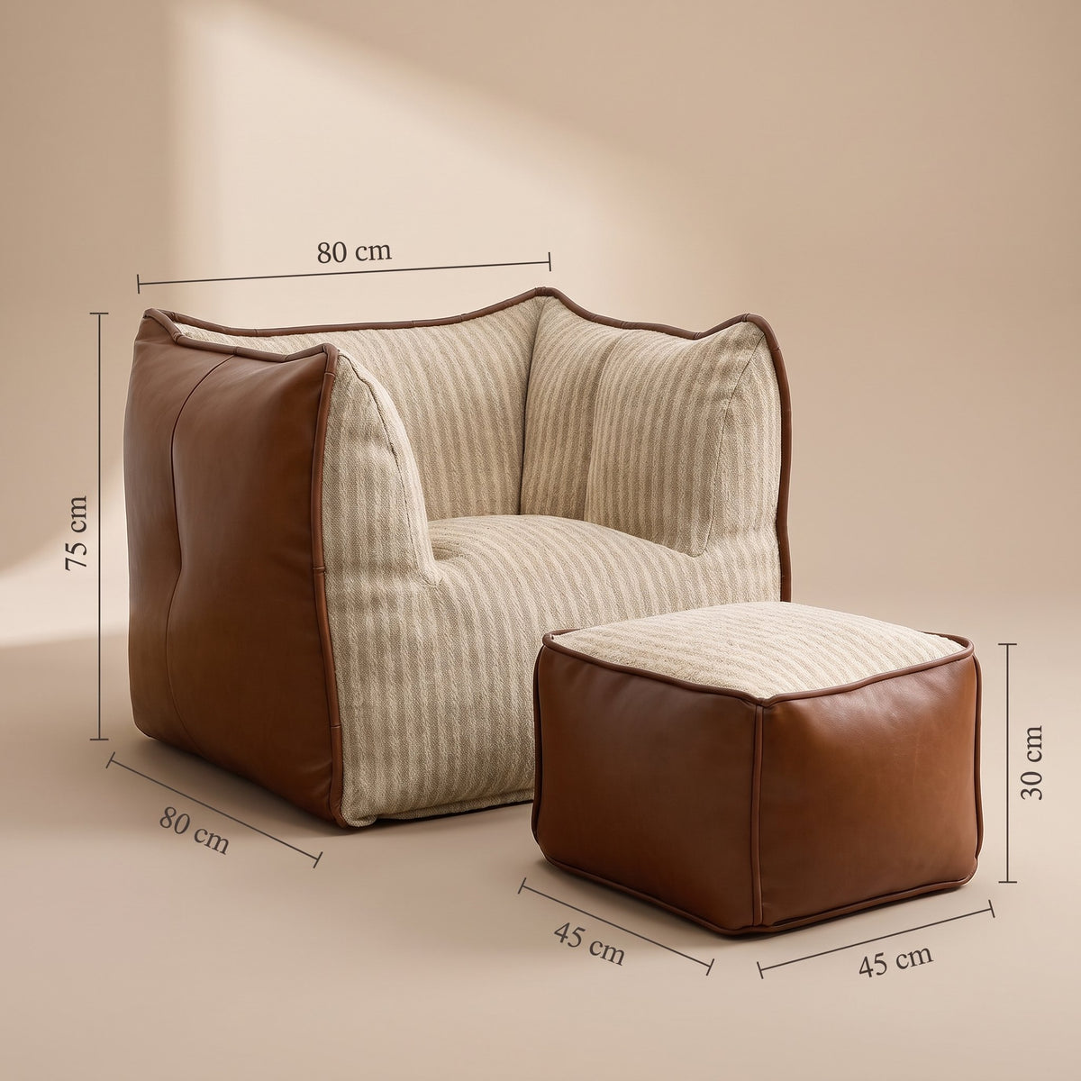 NESTA | Pouf lounge bimatière | Nomaï – dimensions