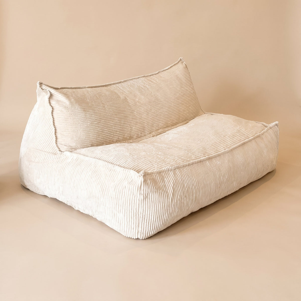 LOUNGE | Pouf lounge velours côtelé | Nomaï – 2 places beige clair
