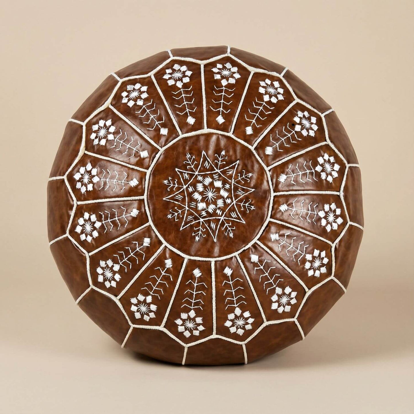 Pouf marocain en cuir | Nomaï Marron 1