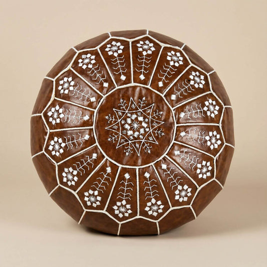 Pouf marocain en cuir | Nomaï Marron 1