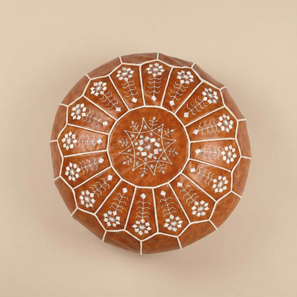 Pouf marocain en cuir | Nomaï Marron 2