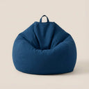 Pouf poire adulte bleu, tissu chiné avec anse