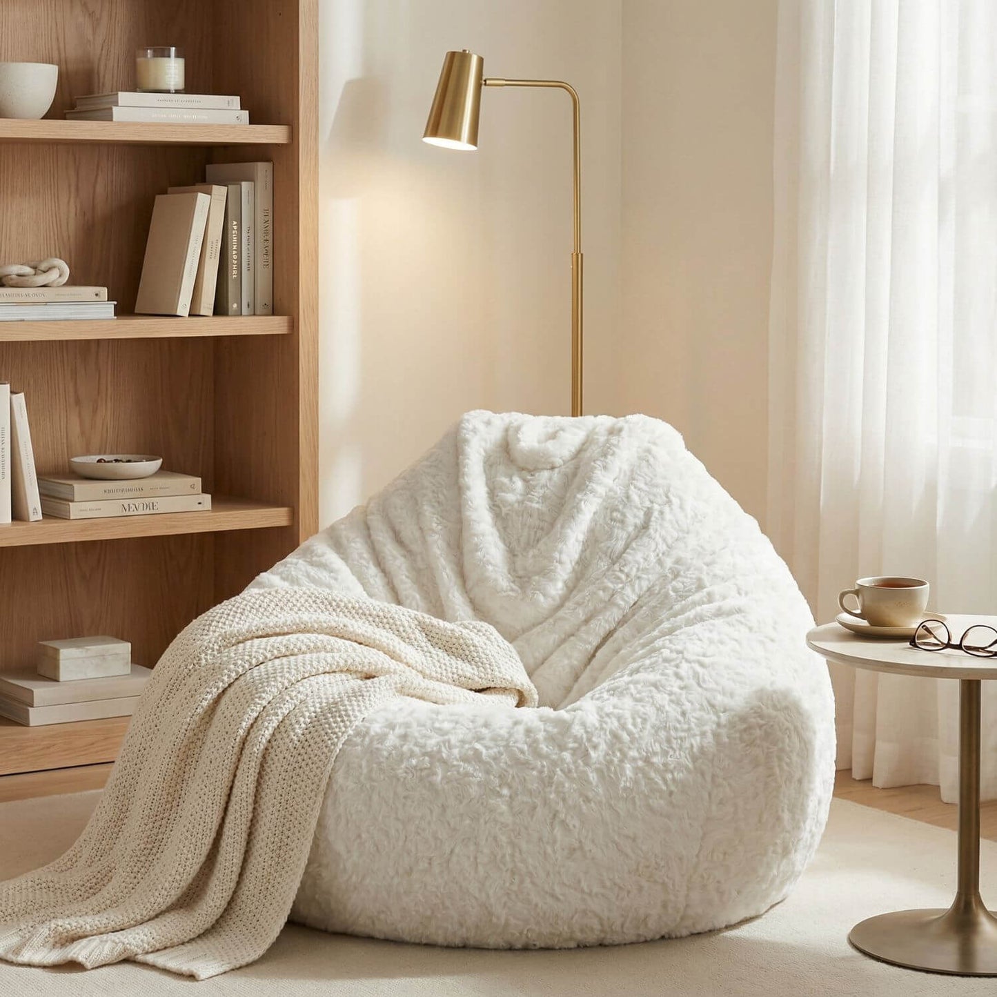 Pouf poire bouclette | Nomaï Beige