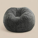 Pouf poire géant gris sombre, tissu doux à poils longs