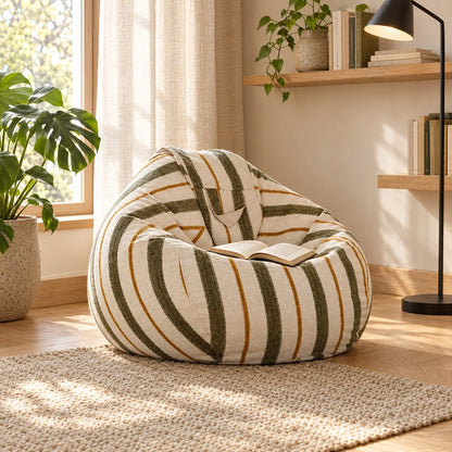 FLOW | Pouf poire rayé | Nomaï – ambiance 3
