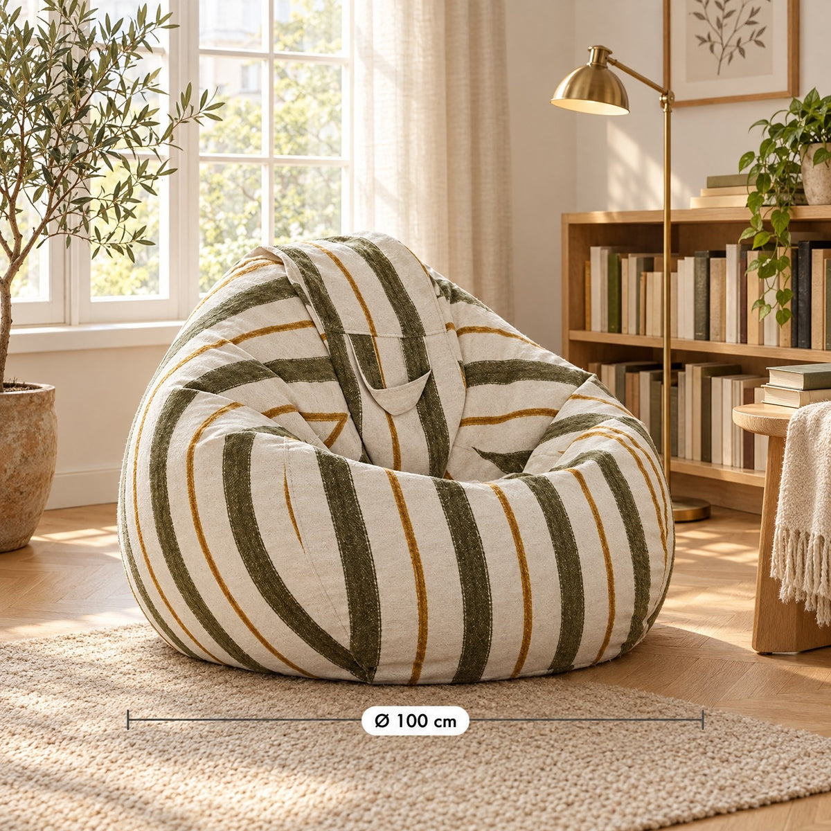 FLOW | Pouf poire rayé | Nomaï – dimensions
