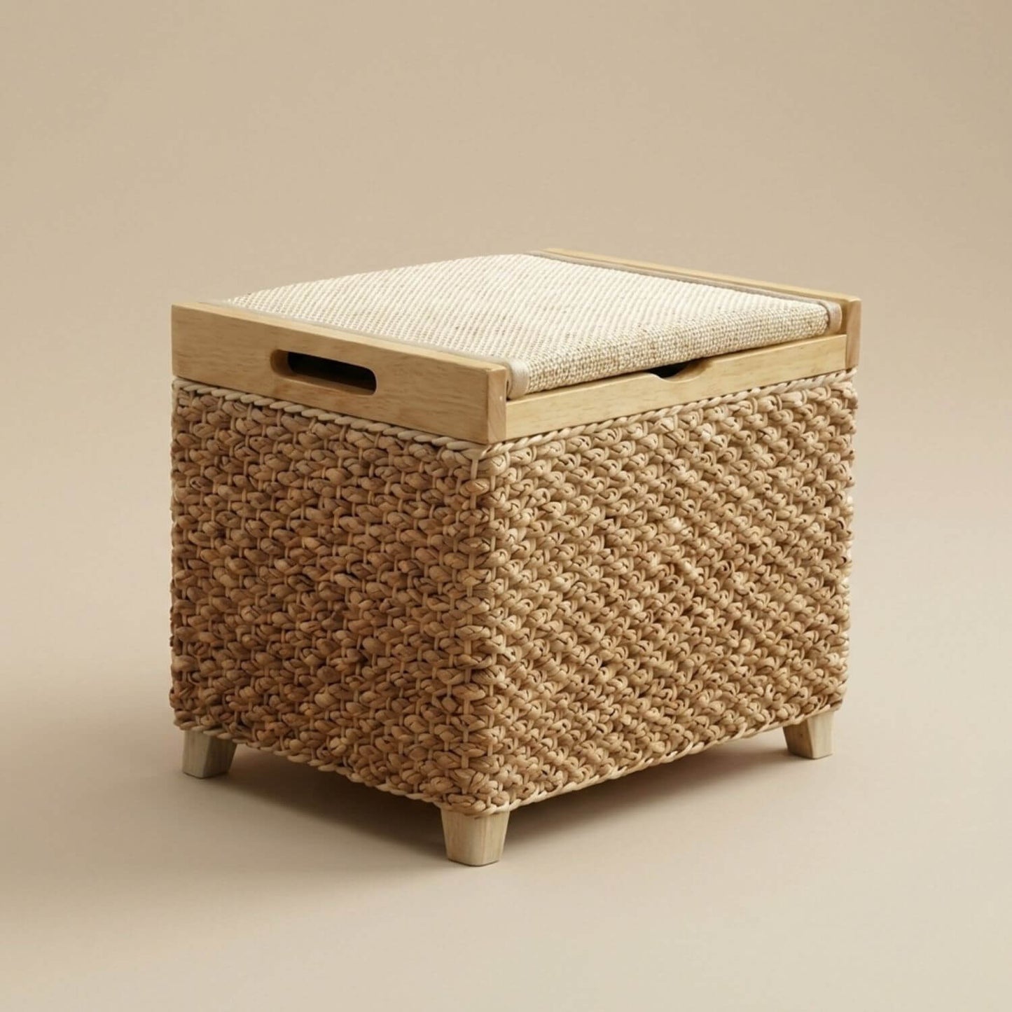 Pouf rangement bois | Nomaï Beige