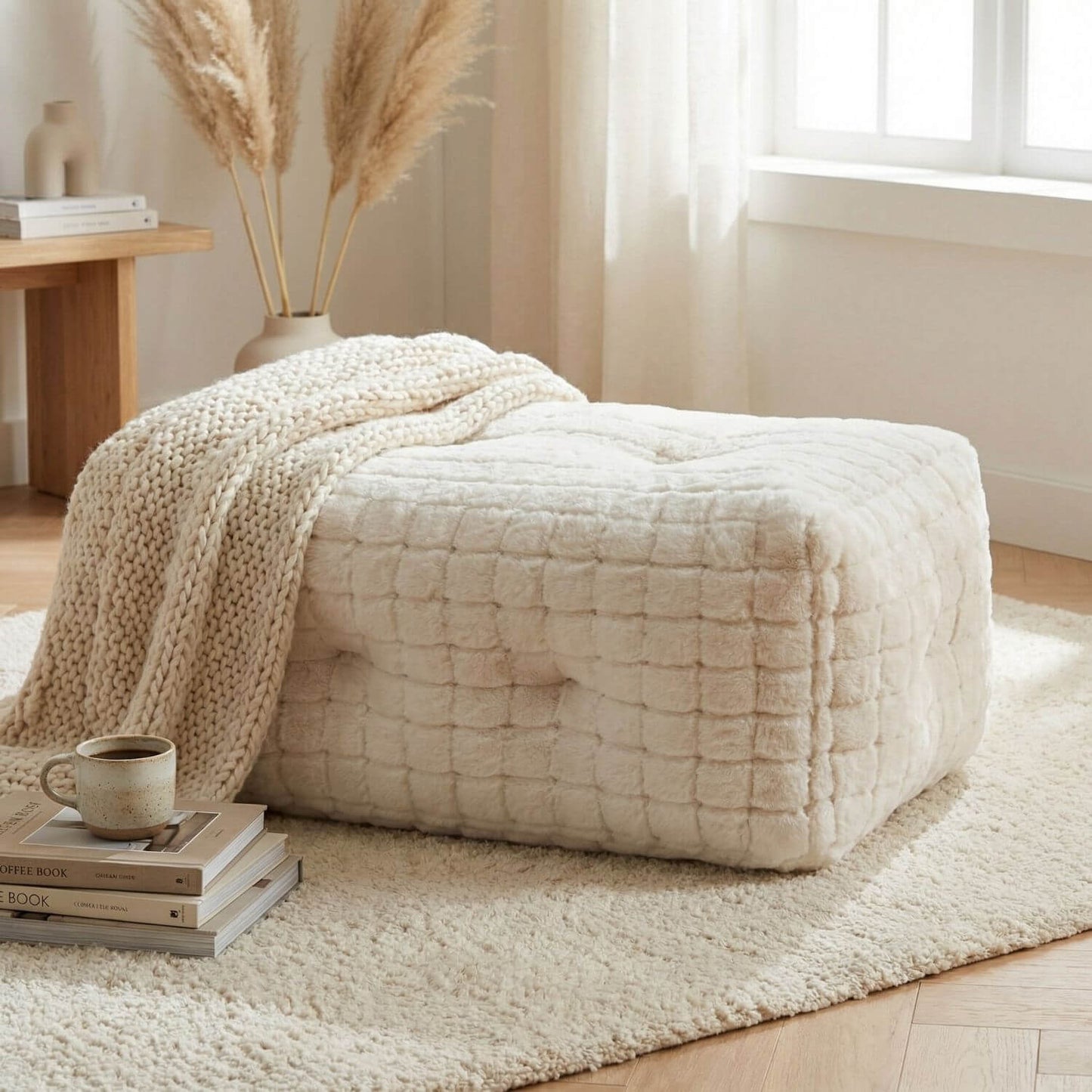 Pouf repose-pied doux | Nomaï Beige
