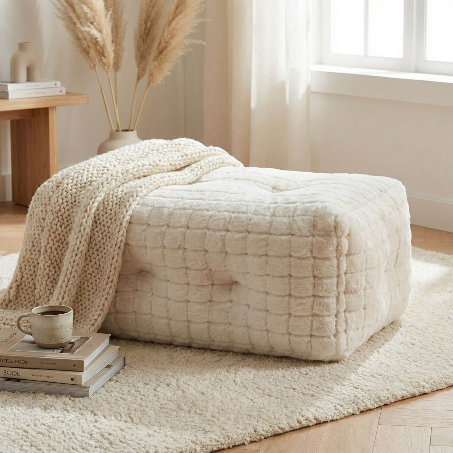 Pouf repose-pied doux | Nomaï Beige