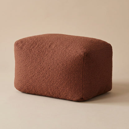 Pouf repose-pied extérieur Nomaï marron terracotta en tissu bouclé doux