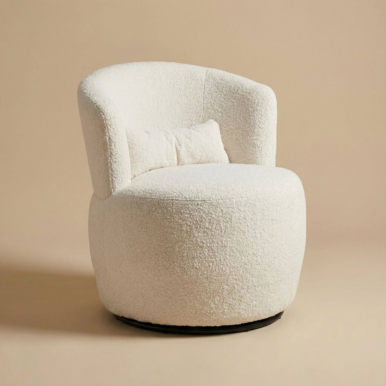 Pouf rond bouclette | Nomaï Blanc