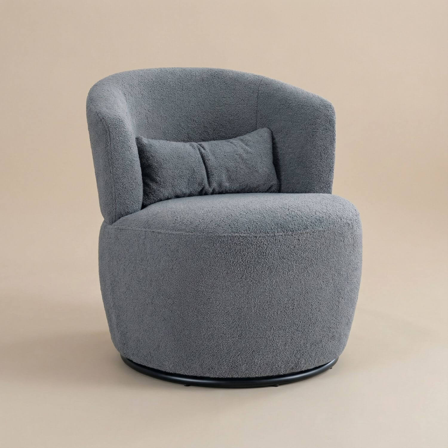 Pouf rond bouclette | Nomaï Gris