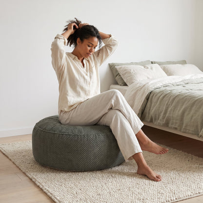 FOOTIA | Pouf rond velours côtelé | Nomaï – mise en situation 3