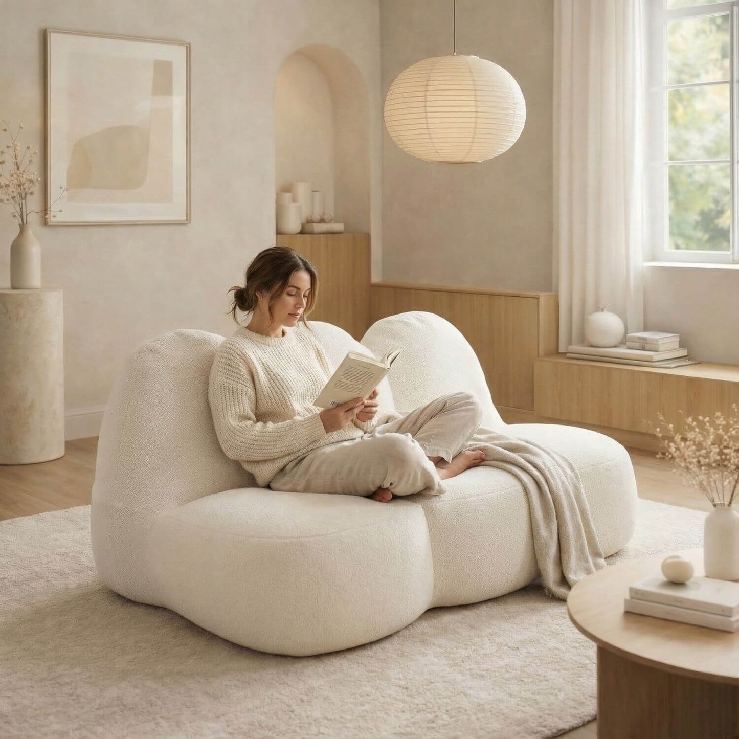 Pouf salon moderne | Nomaï Blanc