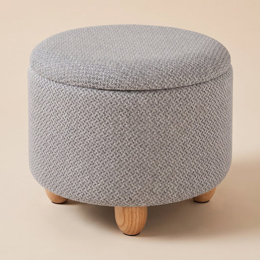 STOOLY | Pouf tabouret coffre rond | Nomaï – gris clair