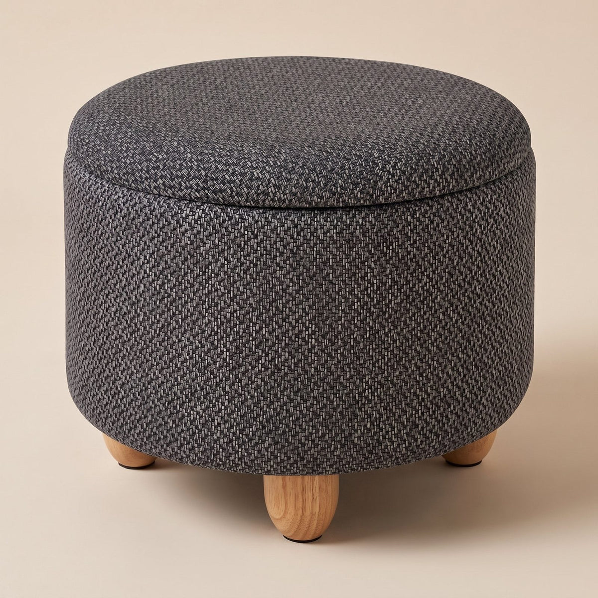 STOOLY | Pouf tabouret coffre rond | Nomaï – gris foncé
