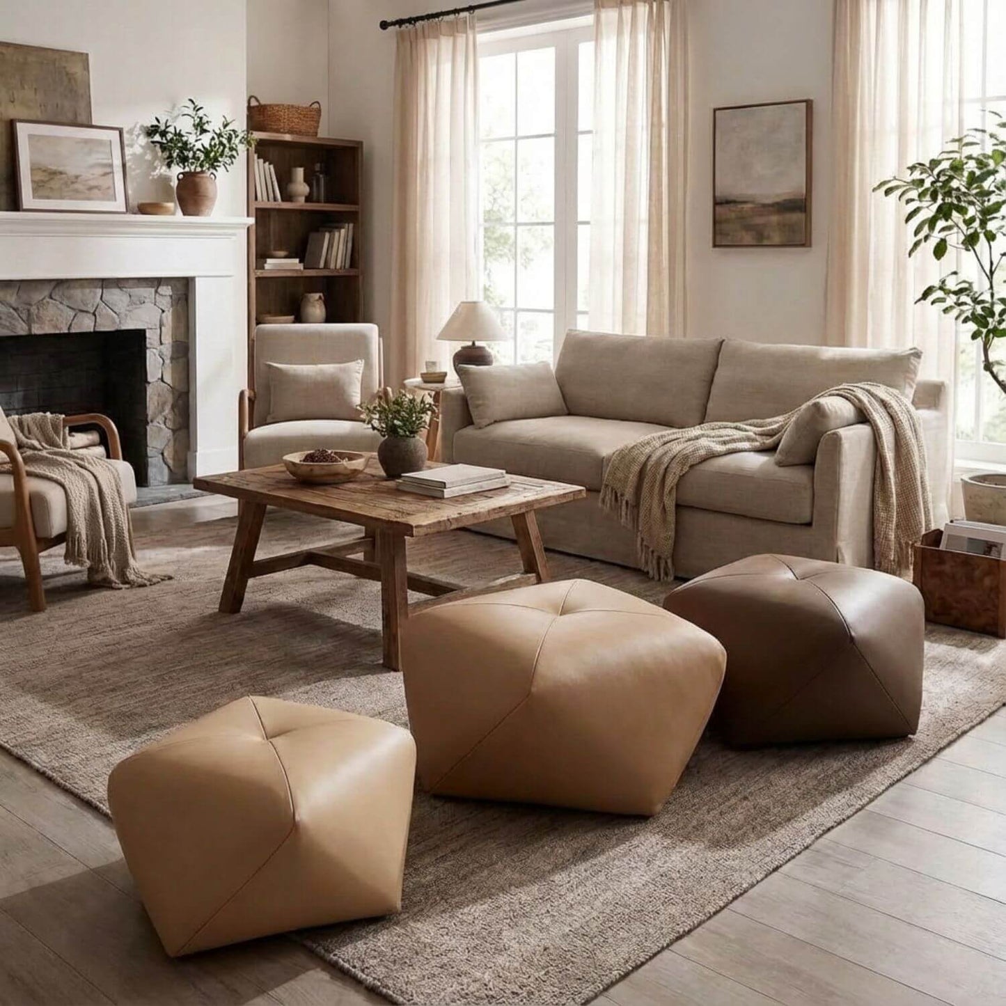 Pouf tabouret cuir | Nomaï